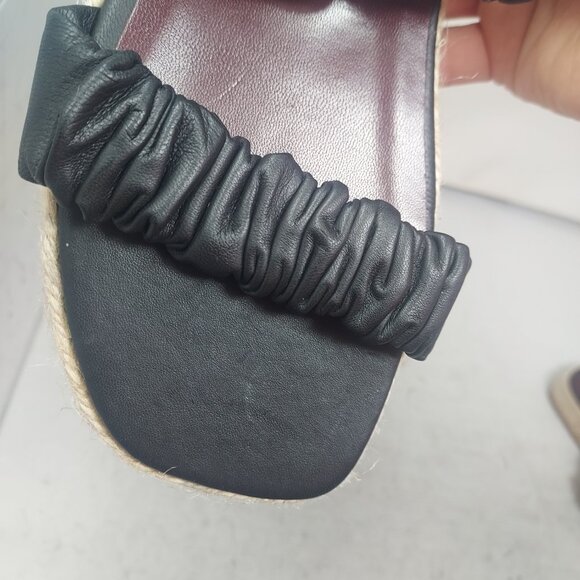 STAUD Black Maya Ruched Espadrille Slide Sandals - Picture 8 of 8